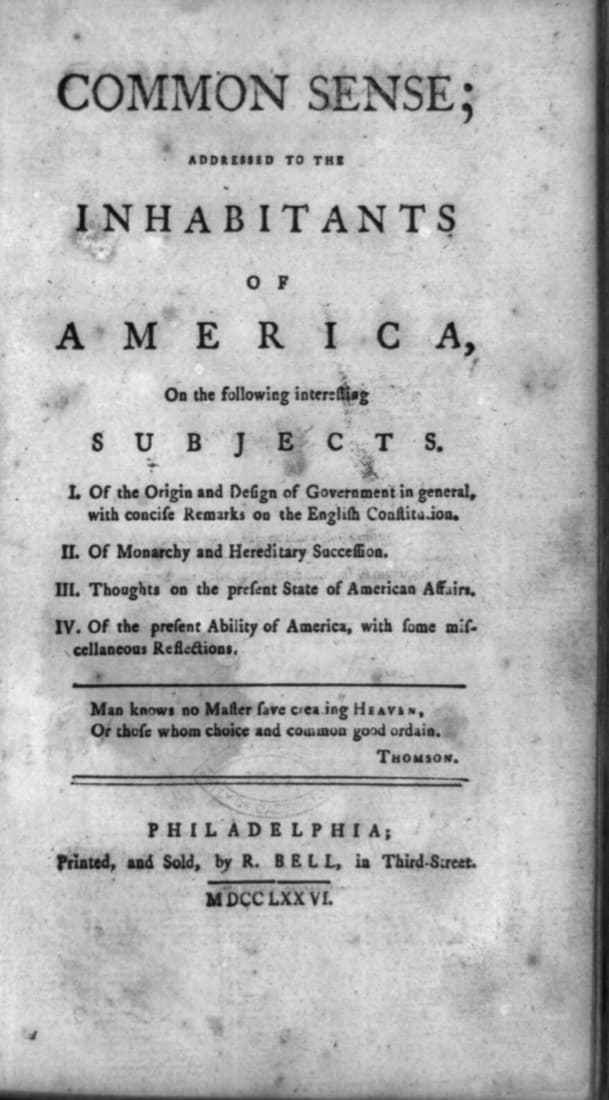 Common Sense, Thomas Paine, 1776